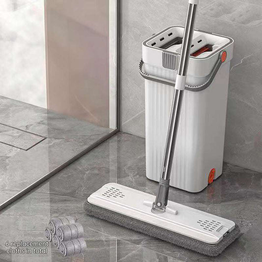 A 33cm Home Floor Cleaning Set: Hand Free Flat Mop & Bucket, 360° Rotating, Washable Microfiber, Lazy Cleaning Tool. - Smart Savvy