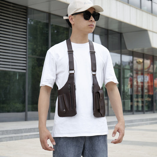A medieval - style leather harness bag that is an anti - theft wallet, phone pouch, and suitable for men's Viking cosplay. - Smart Savvy