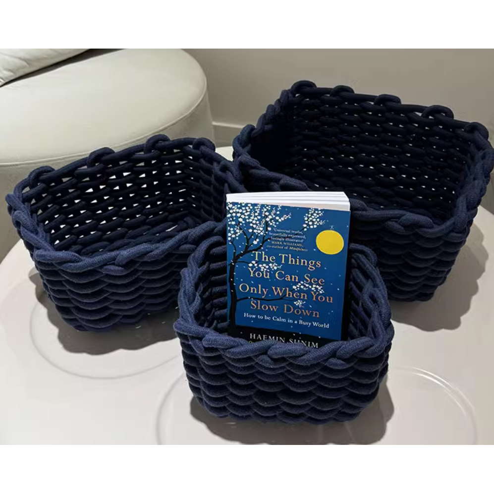 Storage Basket Hand woven Cotton Rope Sorting Basket 3-Piece Set Simple Homestay Design Home Storage Basket - Smart Savvy
