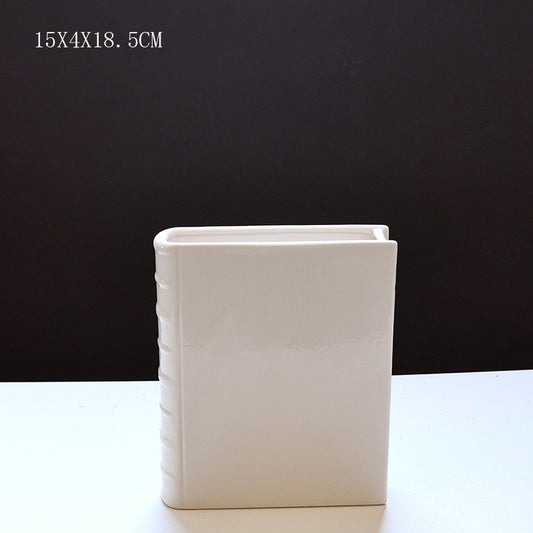 Book Vase - Ceramic, Cute & for Home Decor, with Flower & Shelf Options - Smart Savvy
