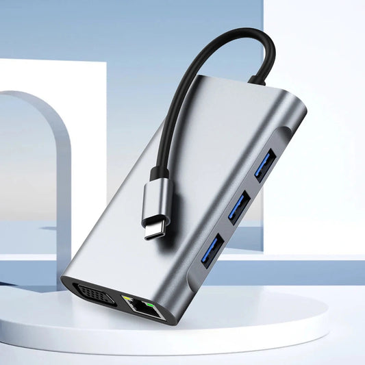 Cross border 8-in-1 docking station network card MST multi screen display suitable for Apple Huawei computer type-c docking station eprolo