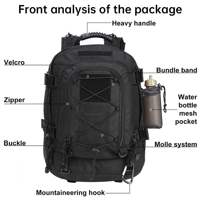 65L Men's Outdoor Tactical Backpack: large - capacity, ideal for hiking, camping, and travel. A military - style rucksack - Smart Savvy