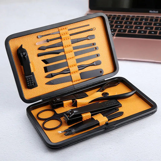 15pcs/Set Stainless Steel Nail Clipper Kit Professional Pedicure Scissors Tweezer Knife Ear Pick Manicure Set Nail Art Tools eprolo