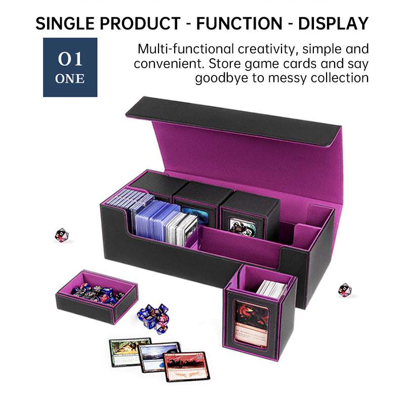 PU Leather Trading Cards Storage Box, holds 600+ cards, for Magic Game Cards, with magnetic closure and for commander decks - Smart Savvy