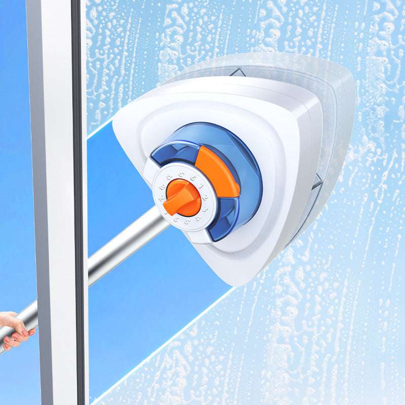 New magnetic glass cleaner with extended pole and double-sided water storage for high-rise home use. - Smart Savvy