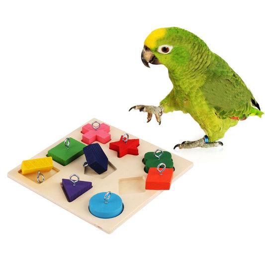 Pet Educational Toys Parrot Interactive Training Colorful Wooden Block Birds Puzzle Supplies DIY Toy Accessories eprolo