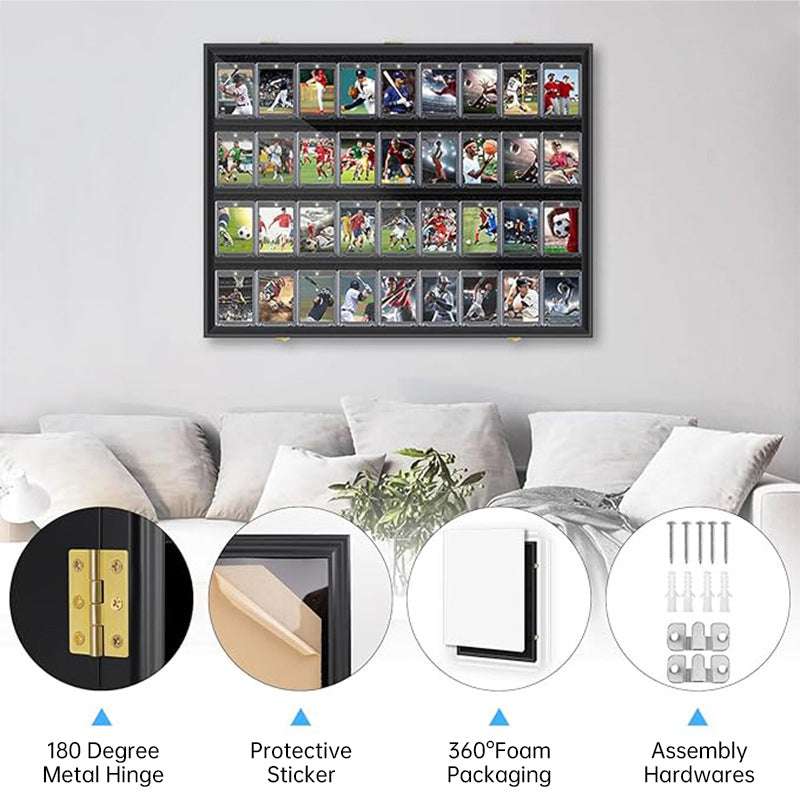 Large Sports Card Display Cases. Wooden, UV - protected acrylic fronts. For football, basketball, hockey cards - Smart Savvy