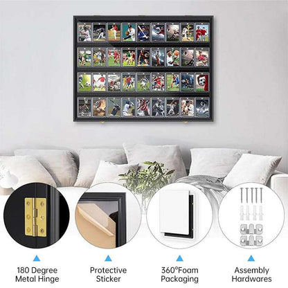 Large Sports Card Display Cases. Wooden, UV - protected acrylic fronts. For football, basketball, hockey cards - Smart Savvy