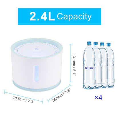 2.4L Automatic Pet Cat Water Fountain with LED Electric USB Dog Cat Pet Mute Drinker Feeder Bowl Pet Drinking Fountain Dispenser eprolo