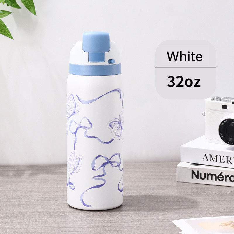 Fashionable Stainless Steel Insulated Bottle with Cartoon Patterns, Large-Capacity Jump Cup, Ideal for Outdoor Sports. - Smart Savvy