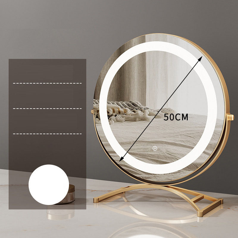 Round black dressing table makeup mirror desktop LED light eprolo