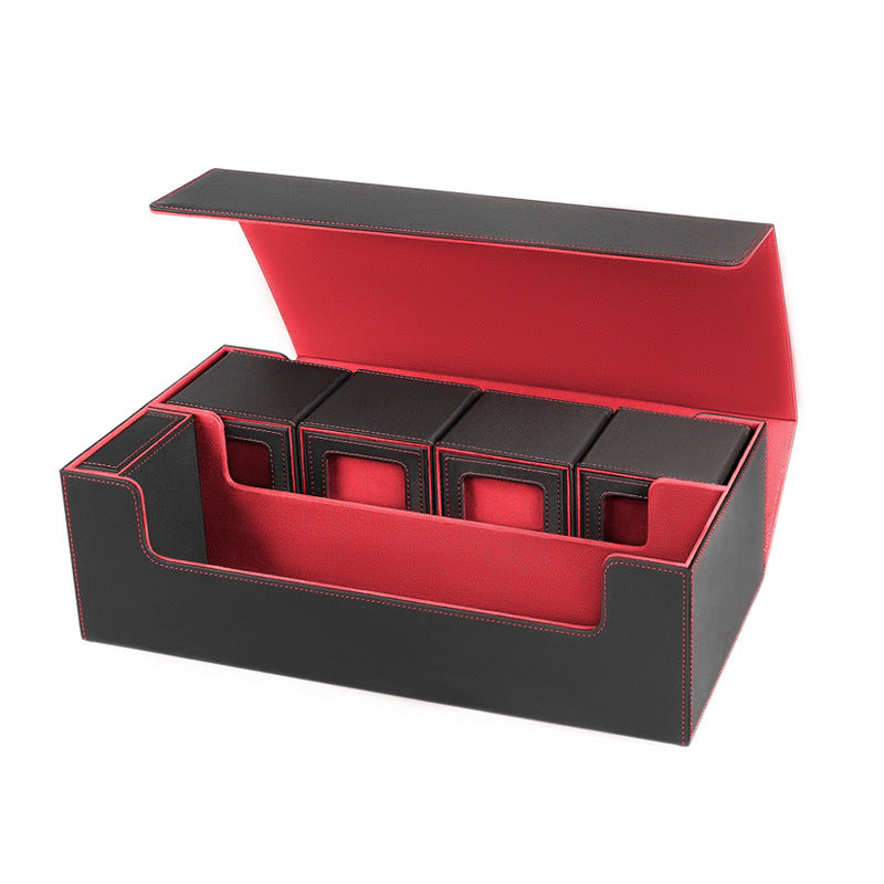 PU Leather Trading Cards Storage Box, holds 600+ cards, for Magic Game Cards, with magnetic closure and for commander decks - Smart Savvy