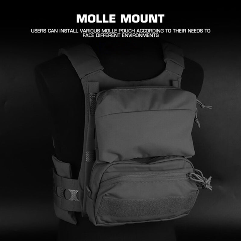 Tactical Vest - Molle Zipper Back Panel, for Paintball, Airsoft, Outdoor Hunting. Plate Carrier Expansion Equipment. - Smart Savvy