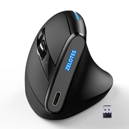 ZELOTES Master F36A Vertical Ergonomic Grip Anti Mouse Hand Charging Wireless Office Mouse eprolo