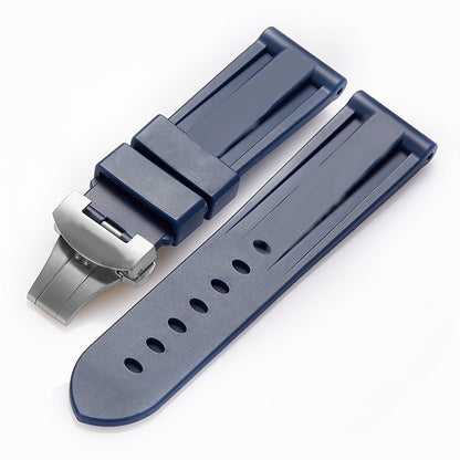 Panerai sea rubber watch strap original butterfly buckle folding buckle waterproof rubber silicone strap men's 22 24mm - Smart Savvy