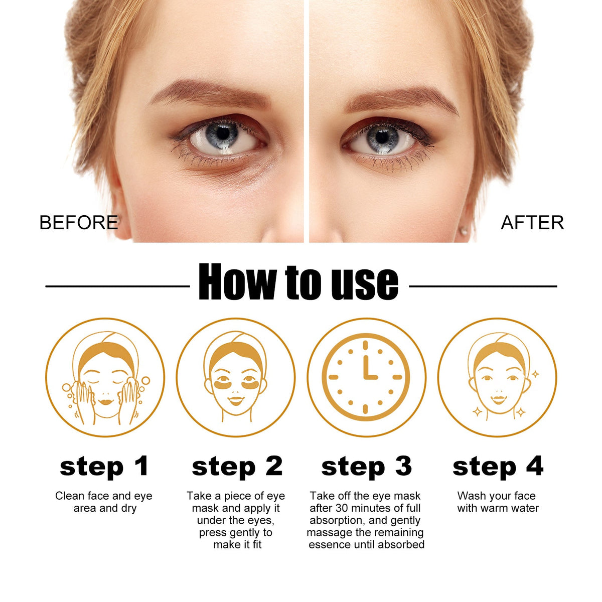 Collagen Gold Eye Mask Firming Eye Pattern Patch Overnight Dark Circles Under Eye Elastic Repair eprolo