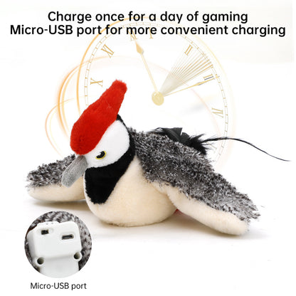 Rechargeable Chirping Flapping Bird (Non-Flying) Interactive Cat Toy, Ideal for Indoor Cats - Touch Activated Plush Toy - Smart Savvy
