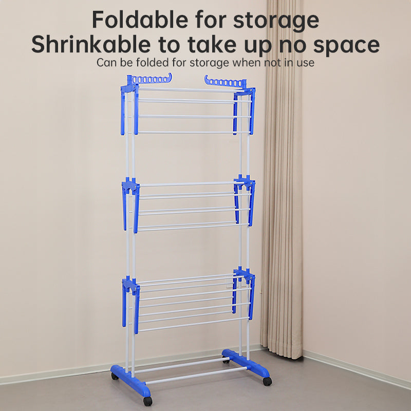 Folding Clothes Rack with Drying and Storage Functions for Bedroom, Ideal for Hanging Coats and Garments - Smart Savvy