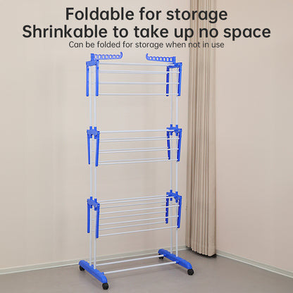 Folding Clothes Rack with Drying and Storage Functions for Bedroom, Ideal for Hanging Coats and Garments - Smart Savvy
