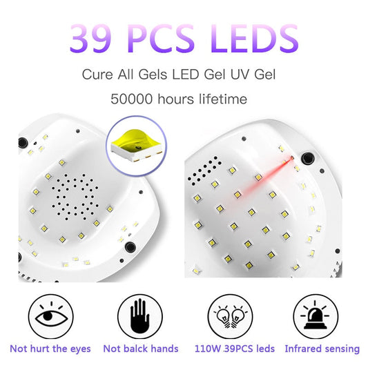 86W UV LED Lamp Nail Dryer For Nail Manicure With 39 PCS LEDs Fast Drying Nail Drying Lamp Curing Light eprolo