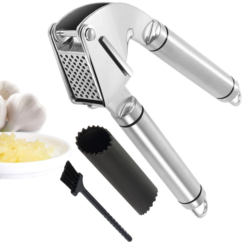 Durable Stainless Steel Garlic Press Crusher Squeezer Masher Home Kitchen Mincer Tool Silver eprolo