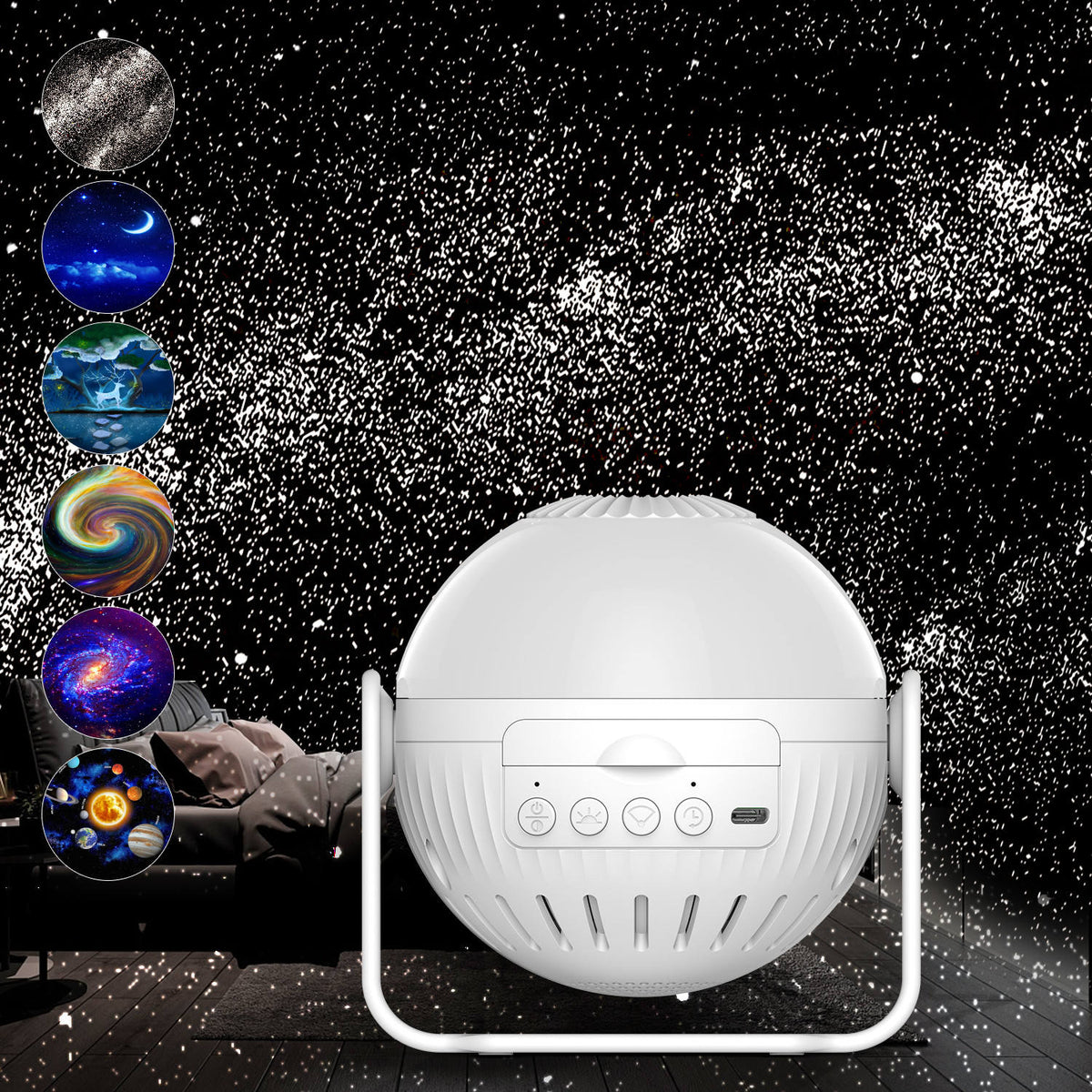 Star Planetarium 7 in 1 360 Adjustable with Planets Nebulae Moon for Kids Room Decor Night Light Ambiance Galaxy Projector eprolo