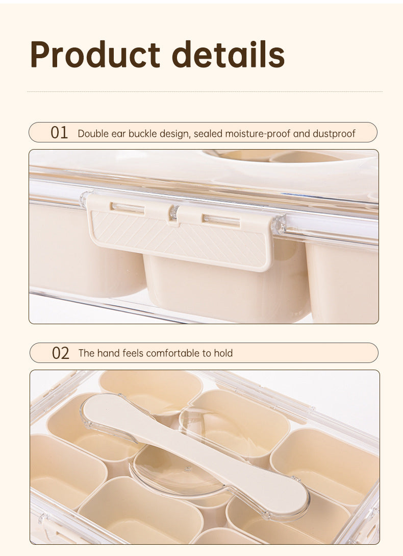 Design Sealed Snackle Storage Box With 9pcs Divider Plastic Divided Veggie Tray With Lid And Handle eprolo