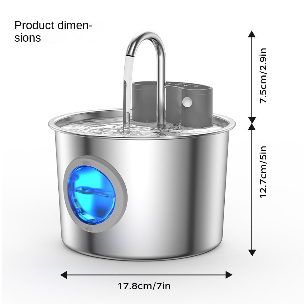 Smart Stainless Steel Cat Water Dispenser, Wireless Sensor, No Plug-in, Automatic Circulation, Large Capacity Pet Water Fountain eprolo