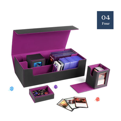 PU Leather Trading Cards Storage Box, holds 600+ cards, for Magic Game Cards, with magnetic closure and for commander decks - Smart Savvy