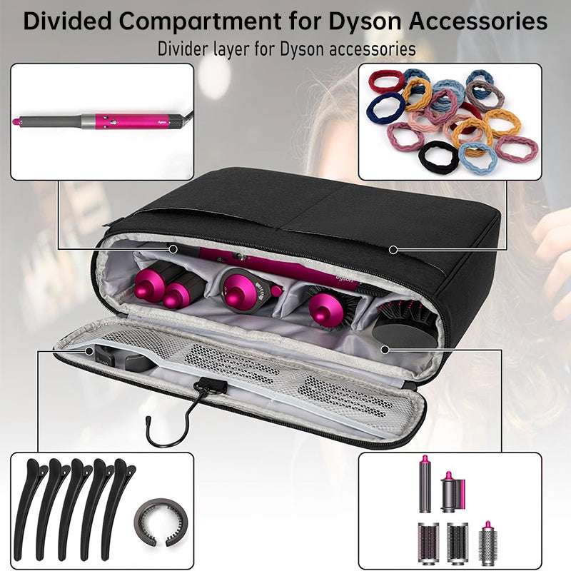 Travel storage bag compatible with Dyson Airwrap Styler, a portable organizer with multi-pockets for hair curler and attachments - Smart Savvy