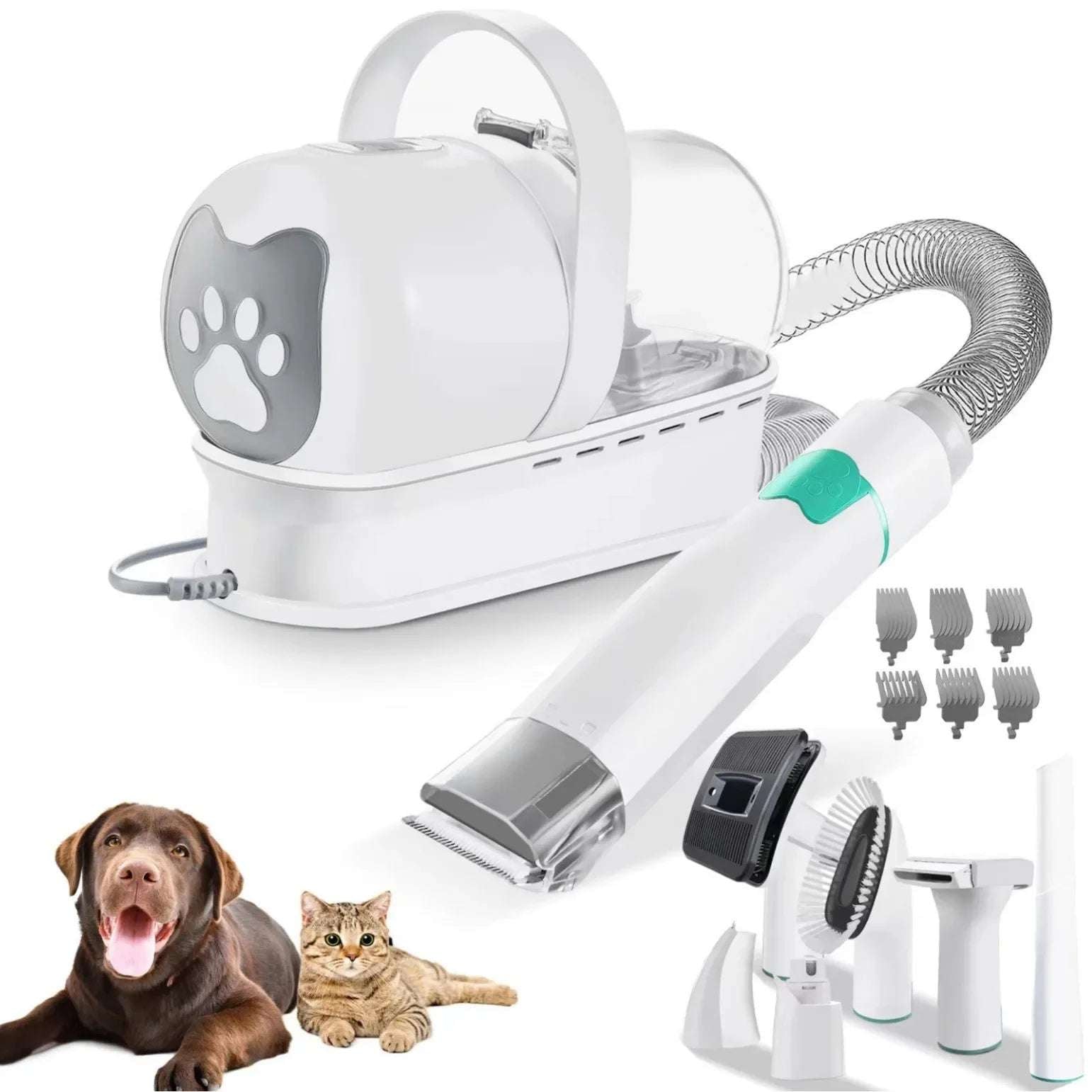 7 in 1 Pet Grooming Vacuum Kit Dog Grooming Clippers Pet Hair Remover with Power Large Suction & Low Noise Pet Hair Kits - Smart Savvy