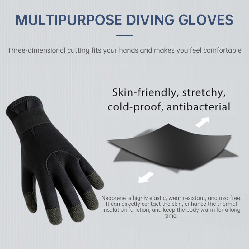 3/5mm Thick Kevlar Diving Gloves. Scratch-proof, for fish hunting, deep dive, spearfishing & skiing. - Smart Savvy