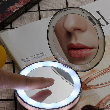 LED Lighted Vanity Travel Makeup Mirror Foldable Compact USB Charging Cosmetic Makeup Mirror Light Beauty Tools eprolo