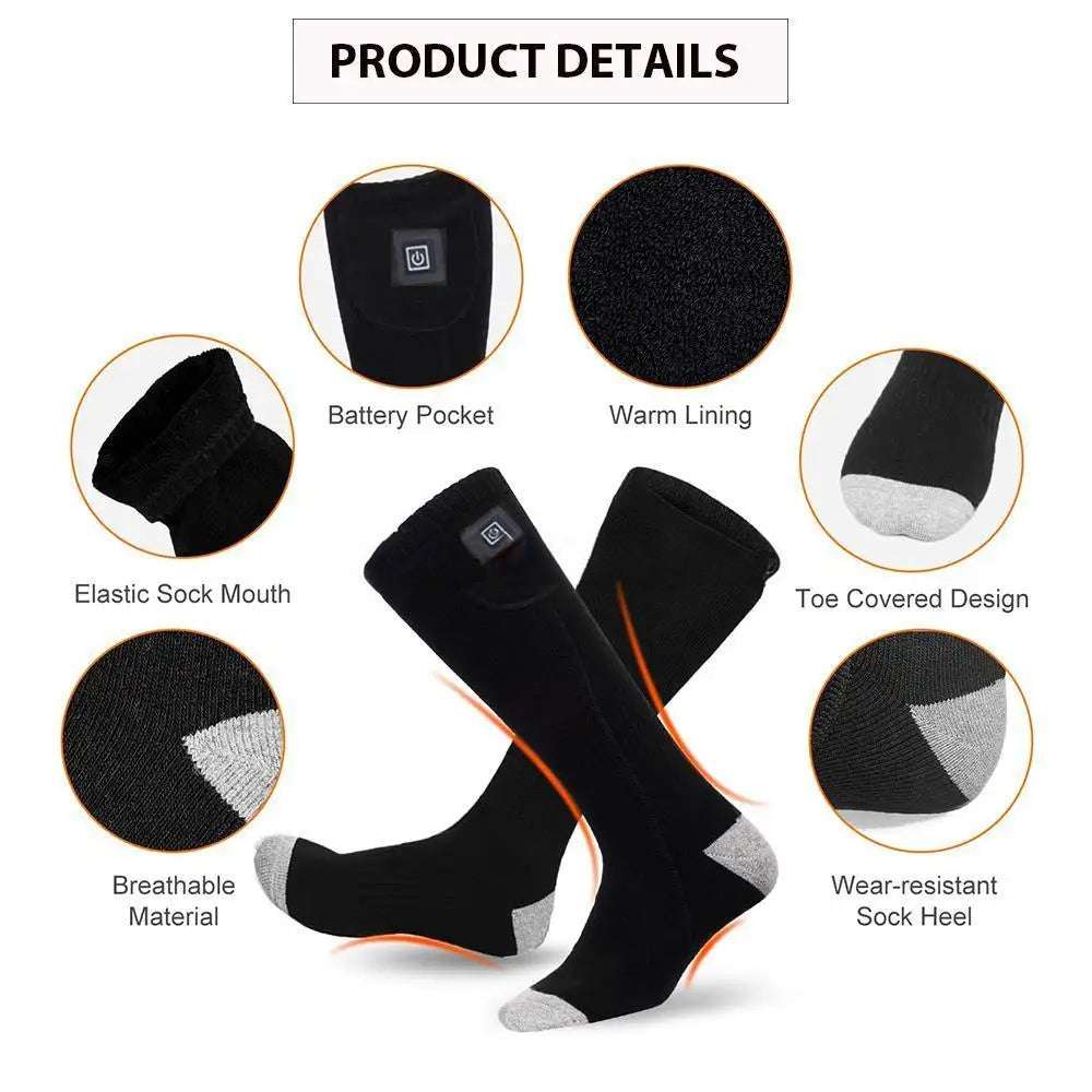 Winter Electric Heating Socks With Battery Box Rechargeable Anti-Cold Men Thermal Heated Foot Warmer Outdoor Camping Ski Sports - Smart Savvy
