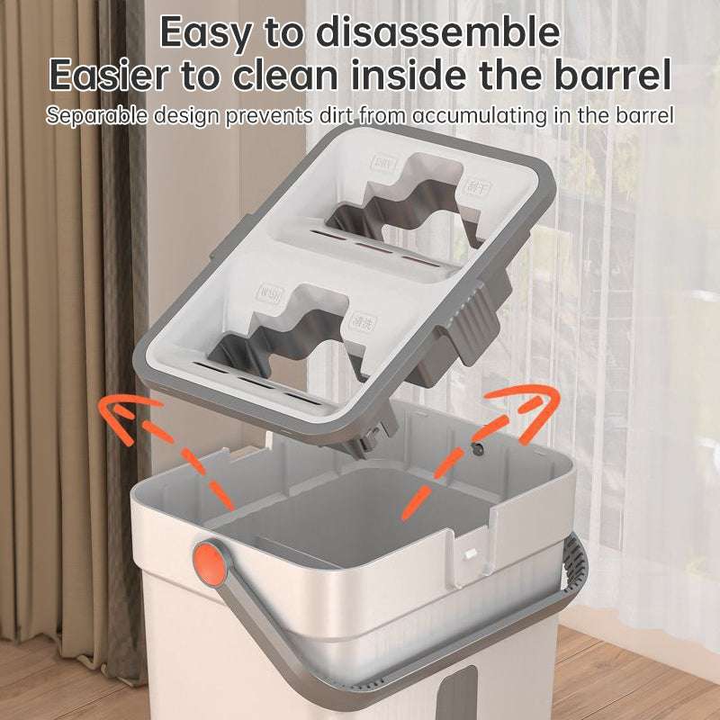 A 33cm Home Floor Cleaning Set: Hand Free Flat Mop & Bucket, 360° Rotating, Washable Microfiber, Lazy Cleaning Tool. - Smart Savvy