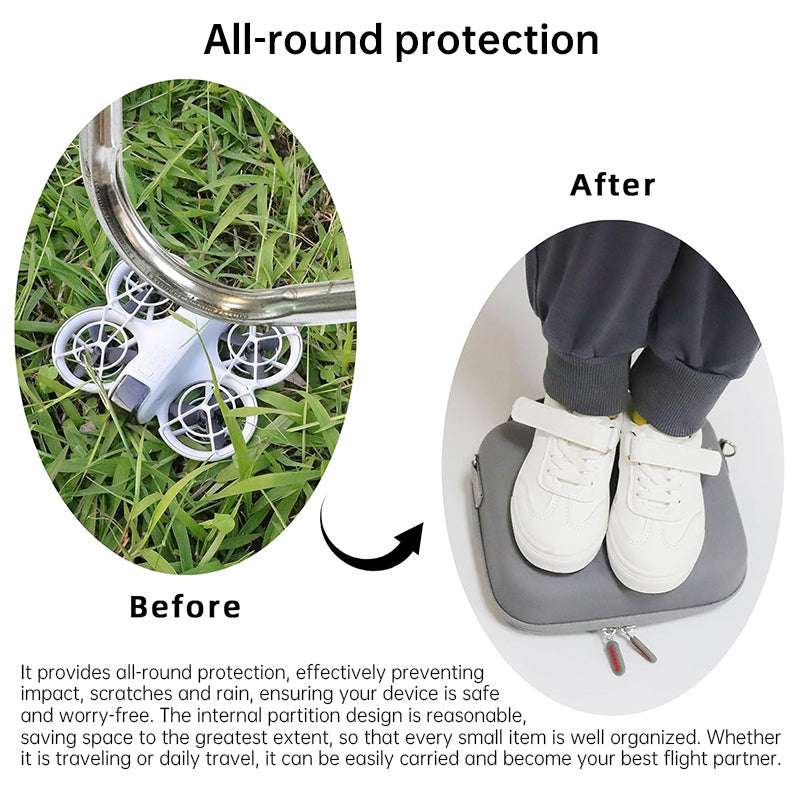 Protective grey hard case for DJI Neo. Two-way zipper, compact, for travel & protection. (Case only) - Smart Savvy