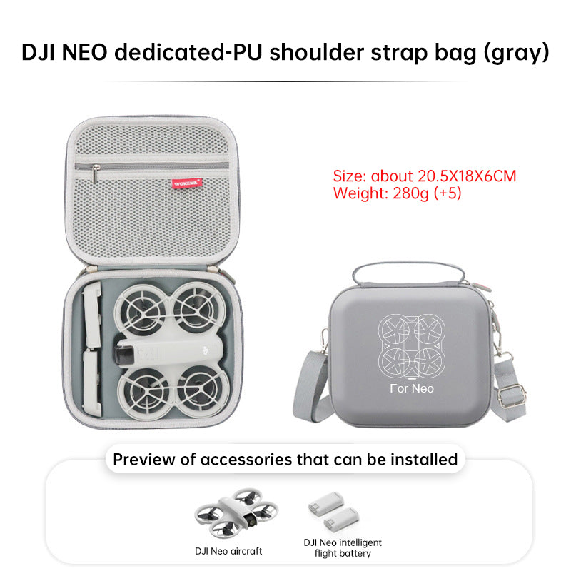 Protective grey hard case for DJI Neo. Two-way zipper, compact, for travel & protection. (Case only) - Smart Savvy