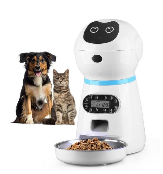 3.5L Automatic Robot Pet Feeder Pet Smart Feeder Stainless Steel Food Tray eprolo