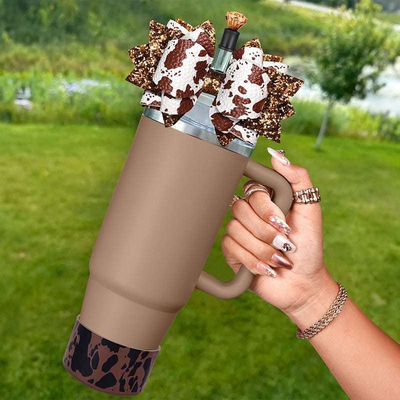 Cup Boot for Stanley 40/30 oz: Straw Cover, Bow Topper, Diamond Caps, Bottom Protector, 3 PCS Set. - Smart Savvy