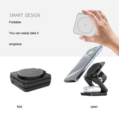 Three in one wireless charger with foldable magnetic suction suitable for iPhone wireless charging, phone holder desktop eprolo