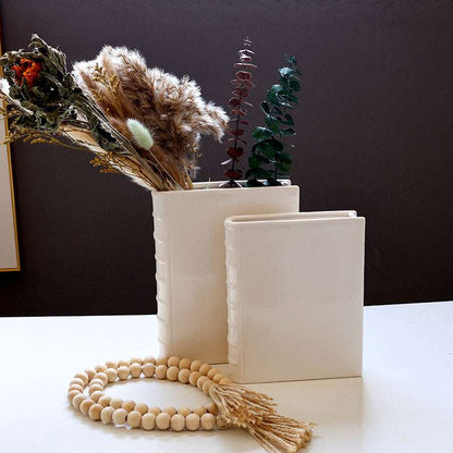 Book Vase - Ceramic, Cute & for Home Decor, with Flower & Shelf Options - Smart Savvy