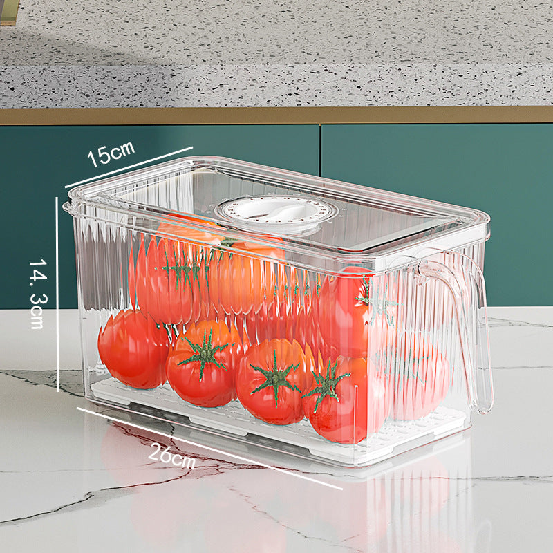 Refrigerator Storage Box Household Drainable Food Storage Box Sealed Storage Box With Handle Stacking Storage Box eprolo