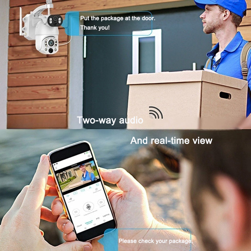 Outdoor solar monitoring camera dual lens wireless wifi remote night vision high-definition monitor eprolo