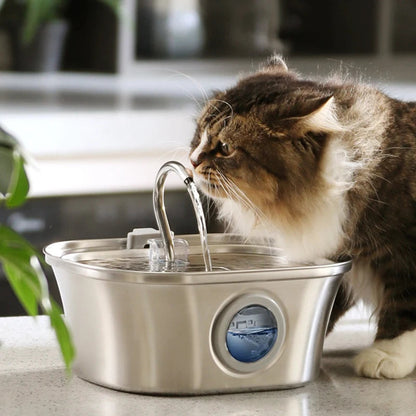3.2L  Cat Water Fountain With Water Level Window,Stainless Steel Automatic Pet Water Fountain,Dog Water Dispenser Durable  USB eprolo