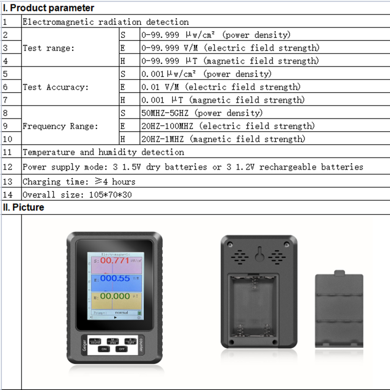 BR-9A XR2 PRO Electromagnetic Radiation Detector Temperature And Humidity Detector eprolo