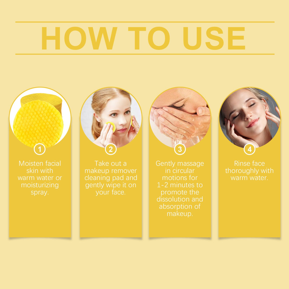 EELHOE Ginger And Lemon Makeup Remover Cleansing Pad, Facial Makeup Gentle Clean Makeup, Care For Skin Without Tight eprolo
