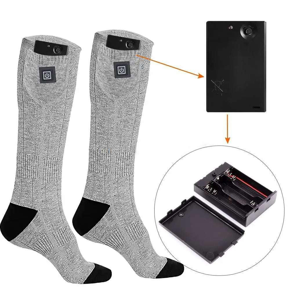 Winter Electric Heating Socks With Battery Box Rechargeable Anti-Cold Men Thermal Heated Foot Warmer Outdoor Camping Ski Sports - Smart Savvy