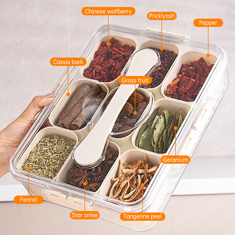 Design Sealed Snackle Storage Box With 9pcs Divider Plastic Divided Veggie Tray With Lid And Handle eprolo