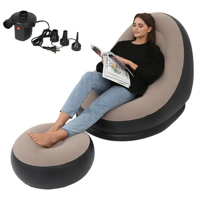 Inflatable Air Mattress Lazy Sofa Deck Chair Comfortable Leg Stool Rest Single Beanbag for home and Outdoor Use - Smart Savvy