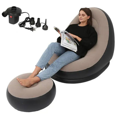 Inflatable Air Mattress Lazy Sofa Deck Chair Comfortable Leg Stool Rest Single Beanbag for home and Outdoor Use - Smart Savvy
